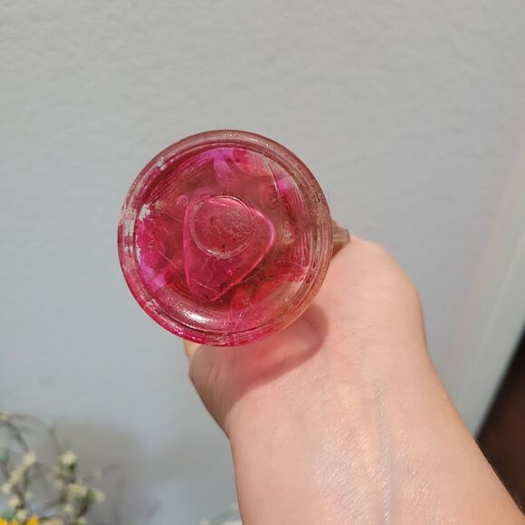 Vtg Mini Oil Lamp Cranberry glass globe with fish bottom RARE Flaw Old World - Picture 11 of 12